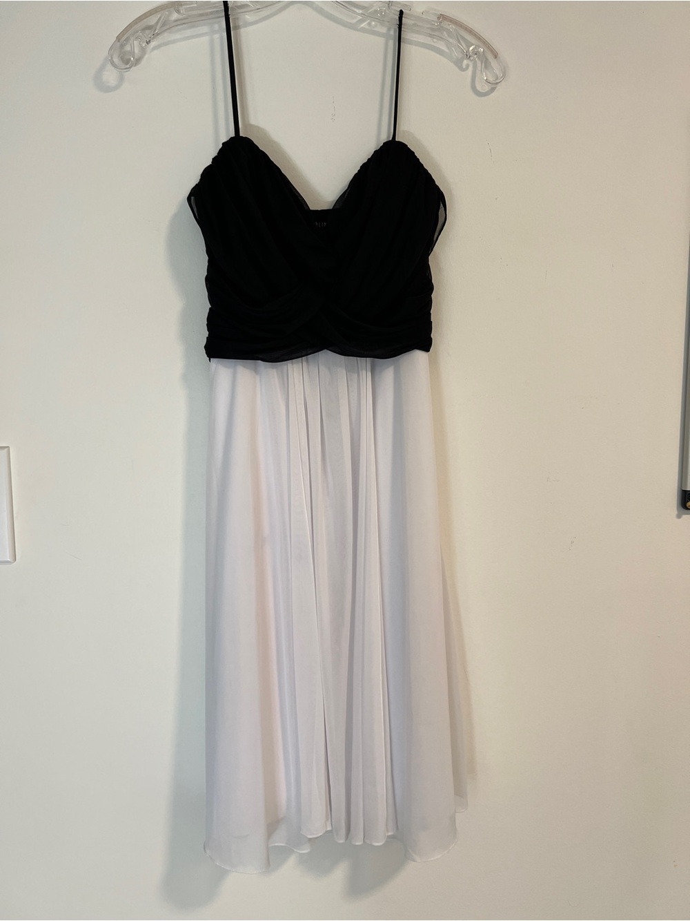 B Darlin Black & White Midi Dress with Spaghetti Straps